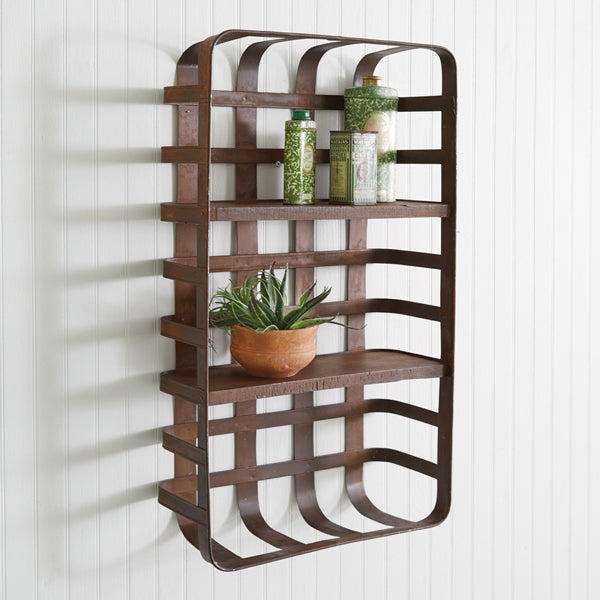 Rustic Tobacco Basket Wall Shelf - Bombay Mercantile