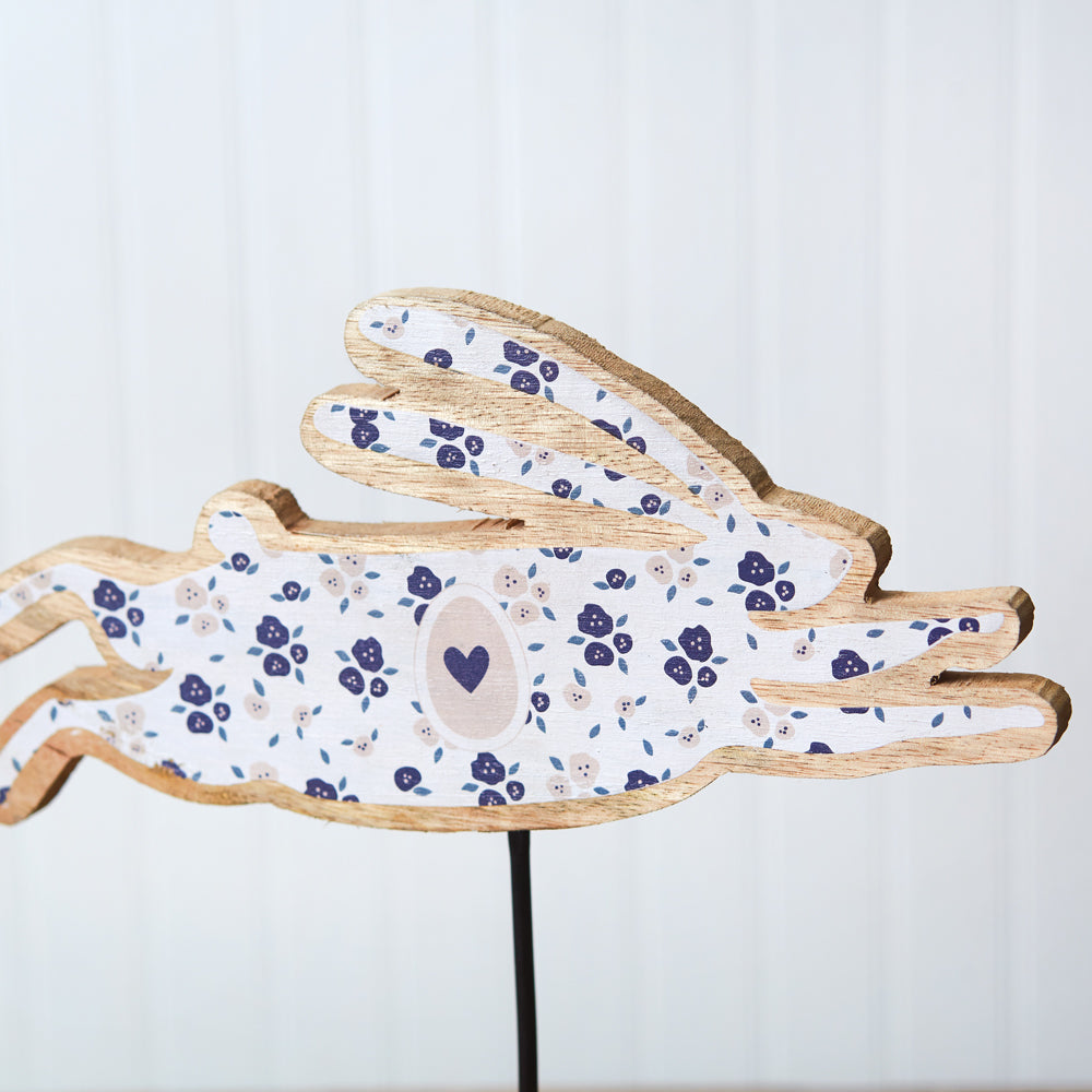 Floral Bunny On Stand - Bombay Mercantile