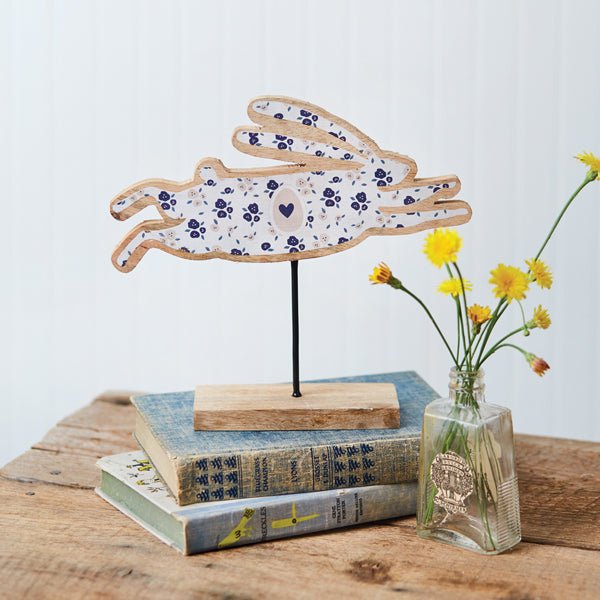 Floral Bunny On Stand - Bombay Mercantile