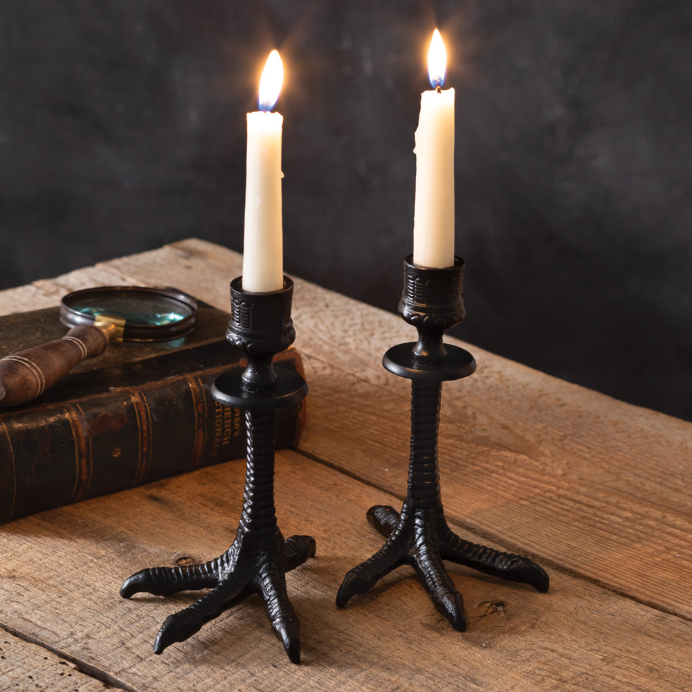 Set of Two Crows Feet Taper Candle Holders - Bombay Mercantile