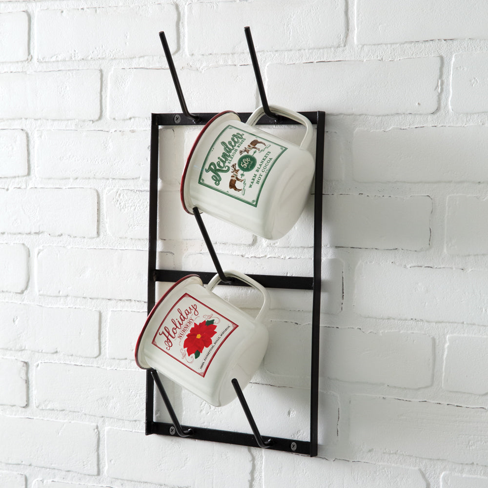 Metal Wall Mug Rack - Black - Bombay Mercantile