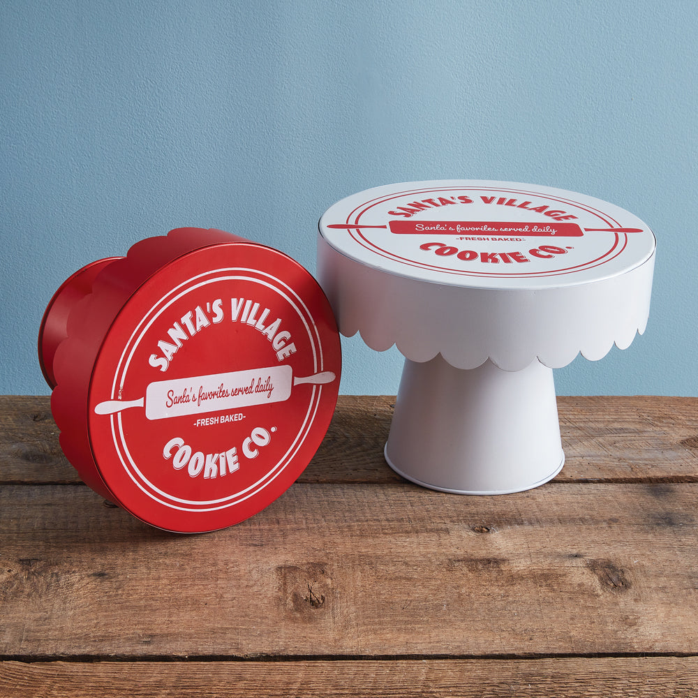 Set of Two Santa's Village Cookie Co. Dessert Stands - Bombay Mercantile