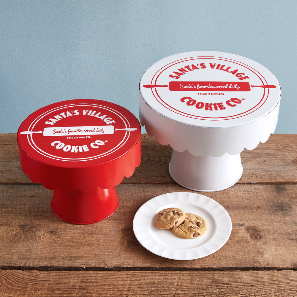 Set of Two Santa's Village Cookie Co. Dessert Stands - Bombay Mercantile