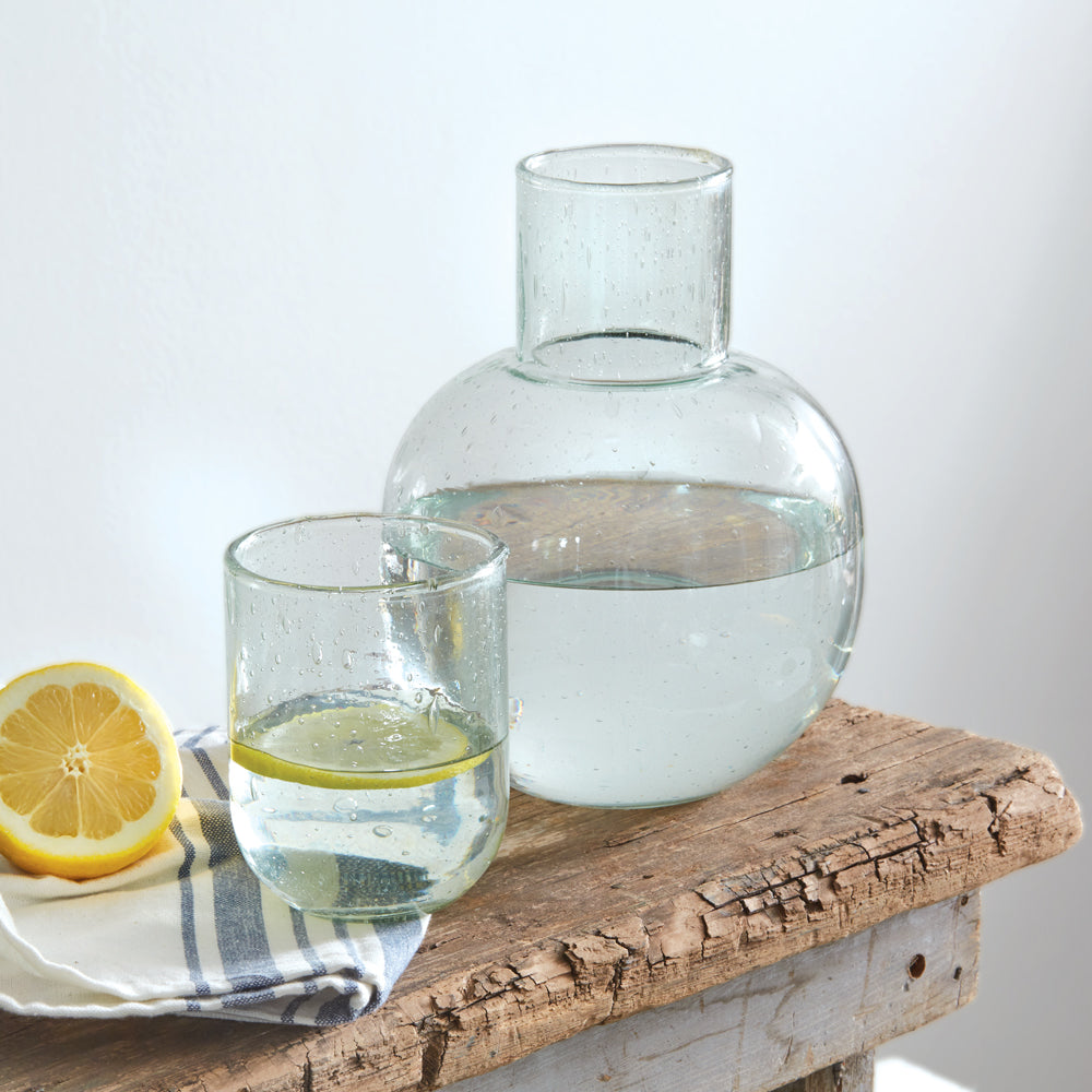Recycled Glass Bedside Carafe Set - Bombay Mercantile