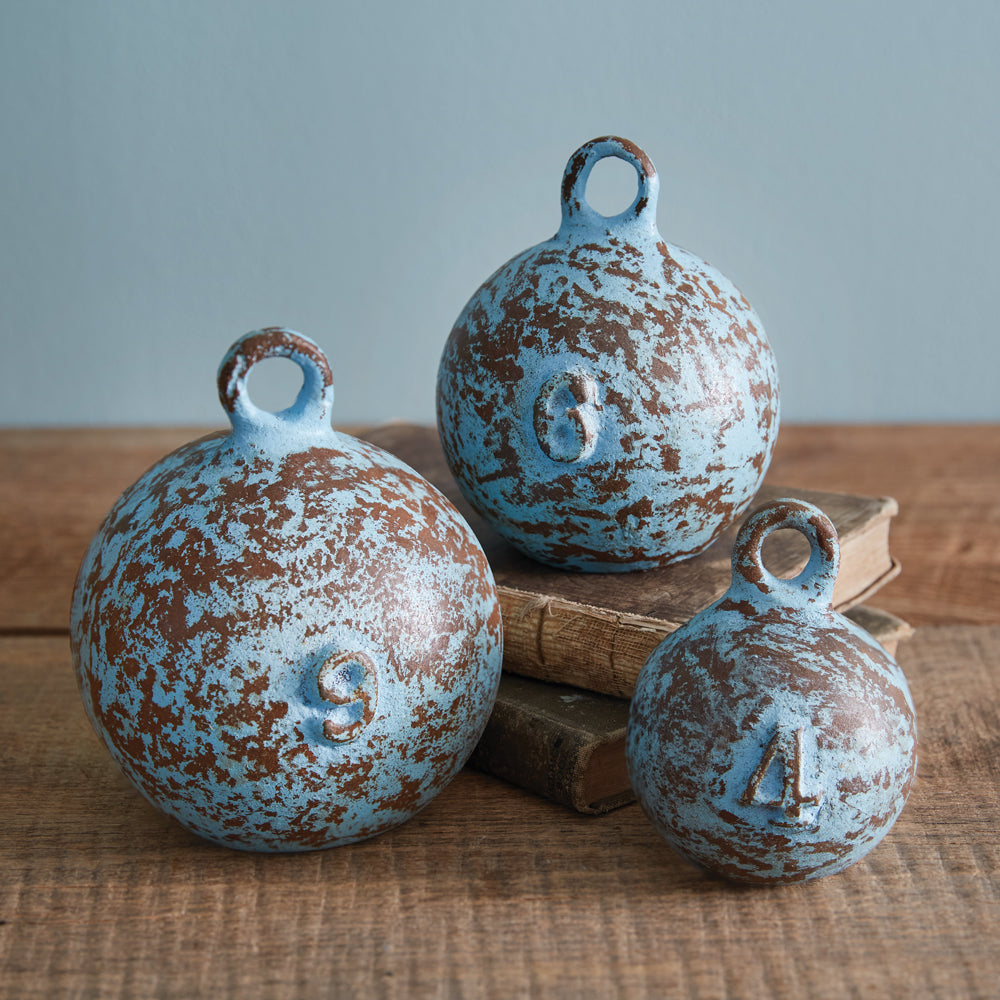 Set of Three Weathered Nautical Weights - Bombay Mercantile