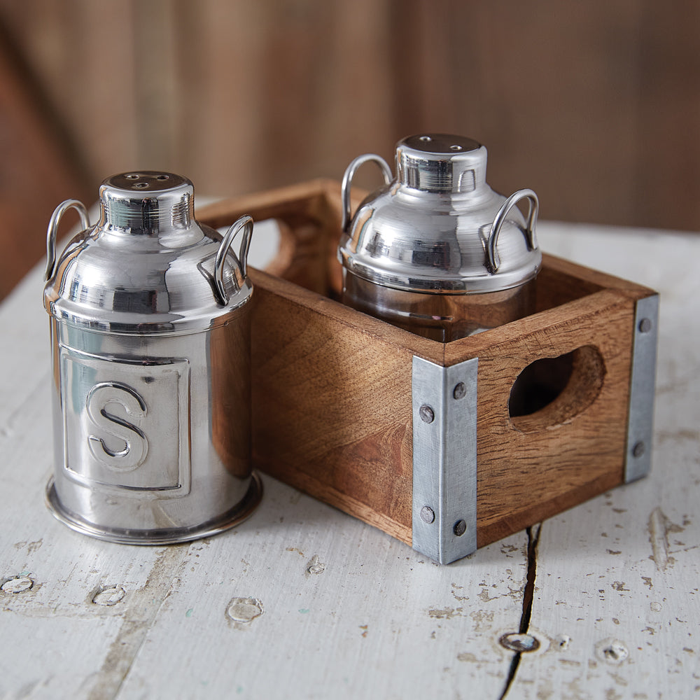 Milk Can Salt and Pepper Caddy - Bombay Mercantile