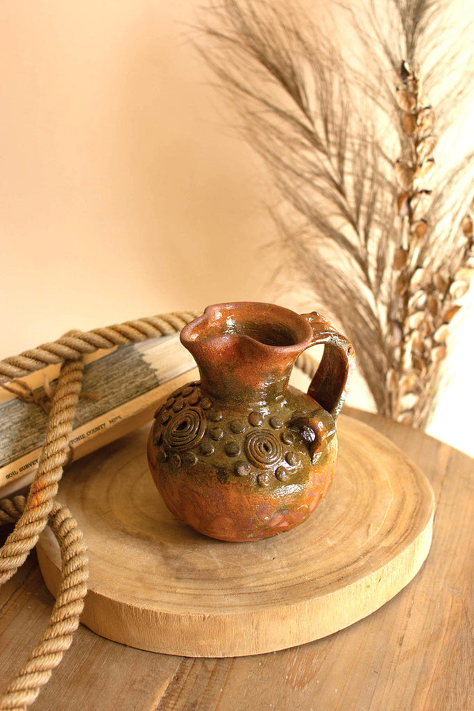 Clay green glaze pitcher - Bombay Mercantile