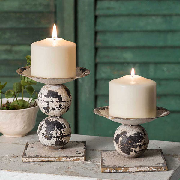 Spheres Pillar Candle Holders, Set of 2 - The Nifty Decor