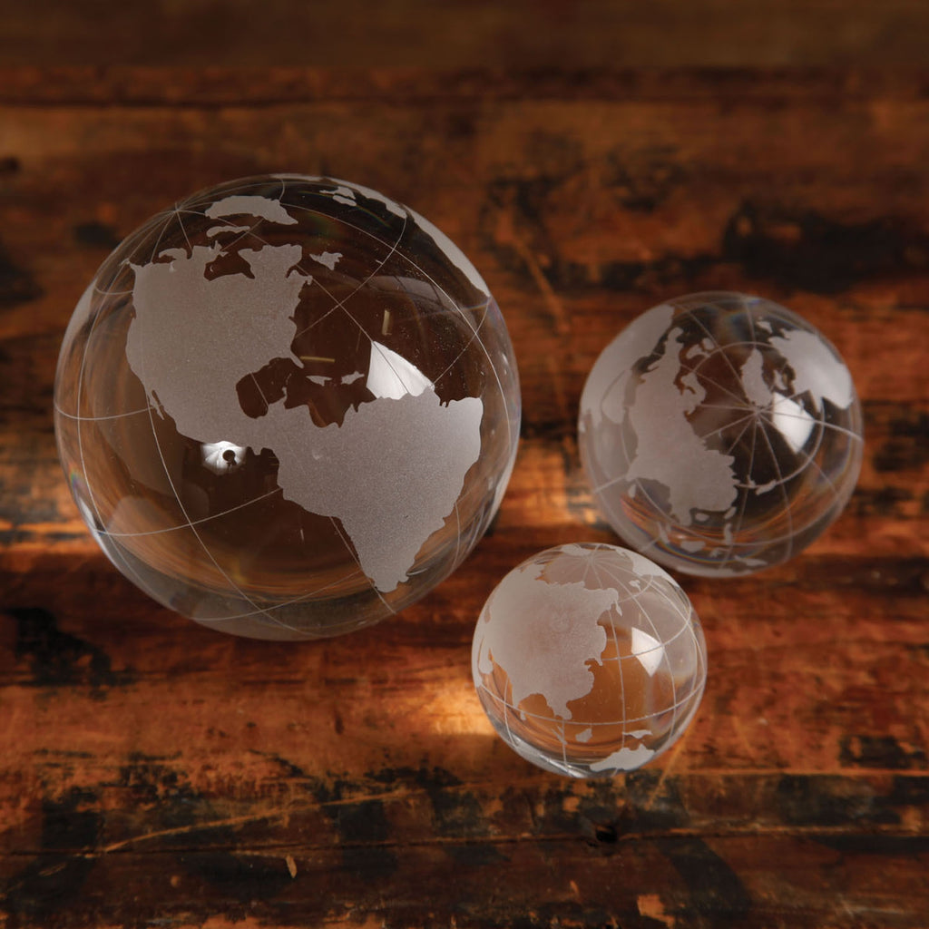 Large Clear Etched Glass Globe - Bombay Mercantile