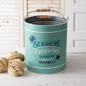 Seashore Treasures Galvanized Buckets, Set of 3 - The Nifty Decor