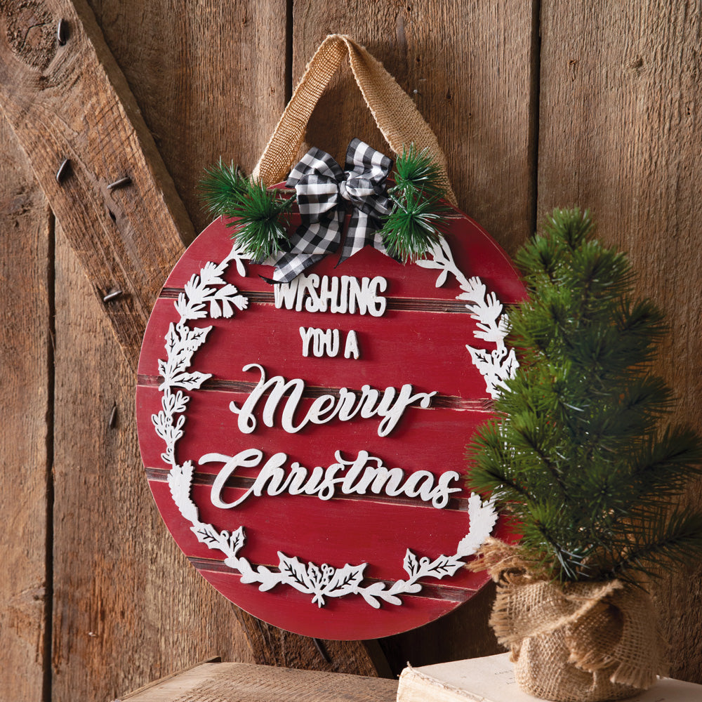 Wishing You A Merry Christmas Ornament Sign - Bombay Mercantile
