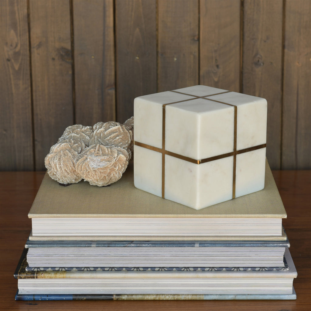 Brass & Marble Aperture cube - Bombay Mercantile