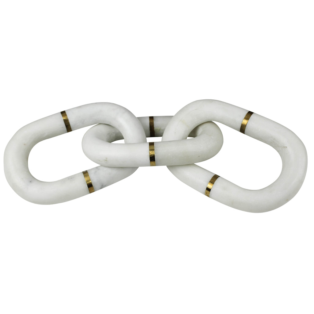 White Marble chain with Brass (3 Links) - Bombay Mercantile