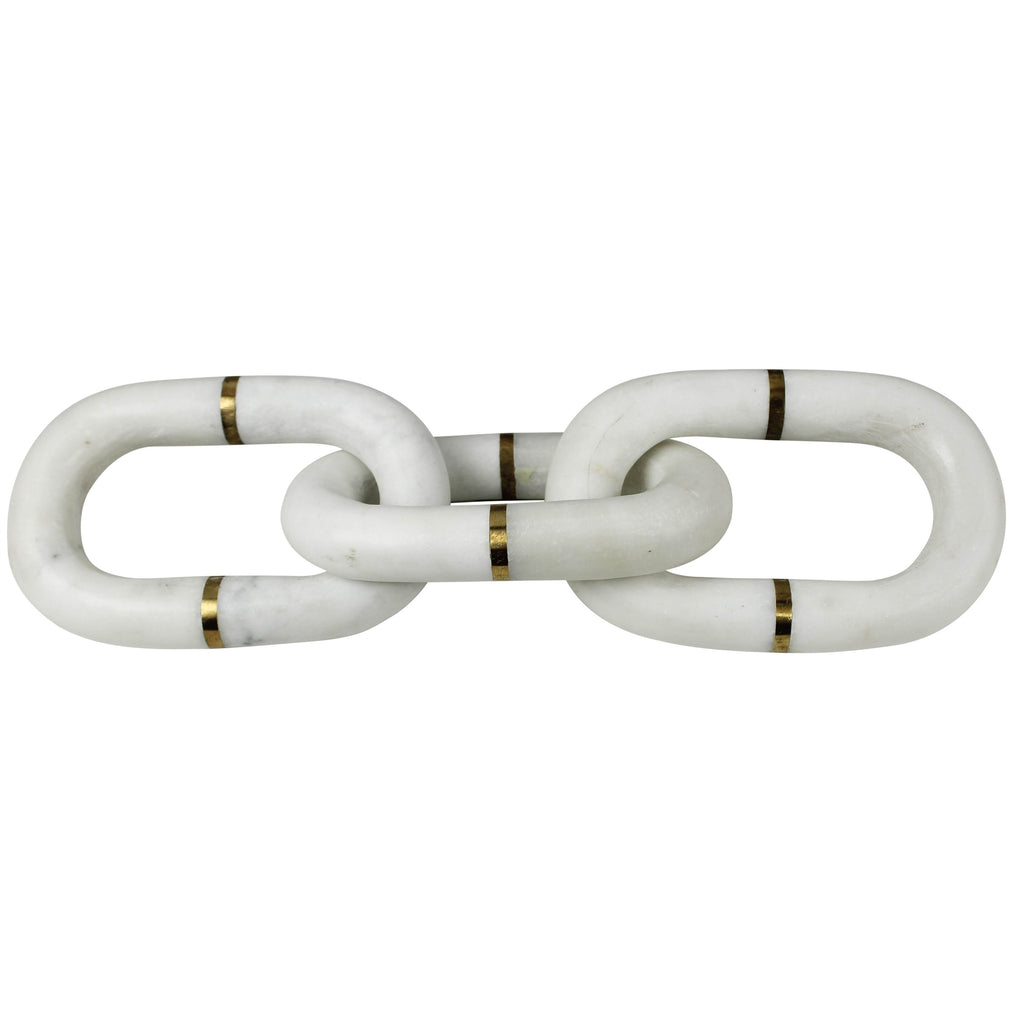 White Marble chain with Brass (3 Links) - Bombay Mercantile