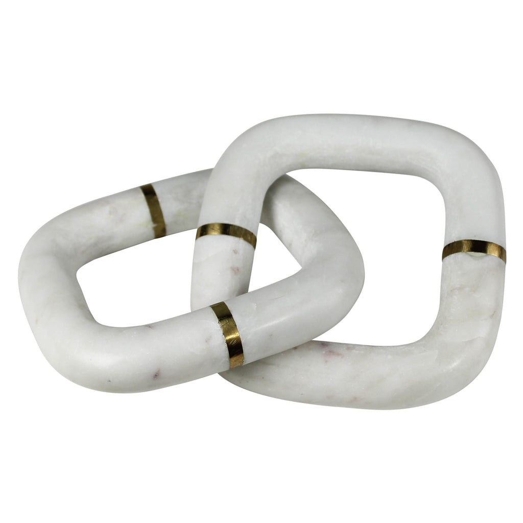 White Marble chain with Brass (2 Links) - Bombay Mercantile