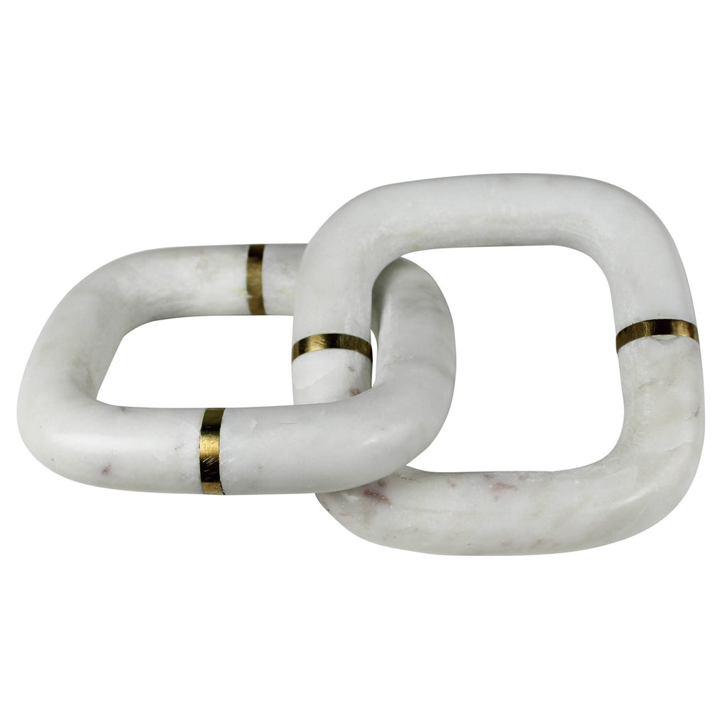 White Marble chain with Brass (2 Links) - Bombay Mercantile