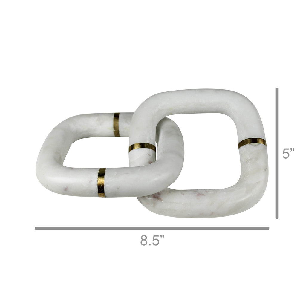 White Marble chain with Brass (2 Links) - Bombay Mercantile