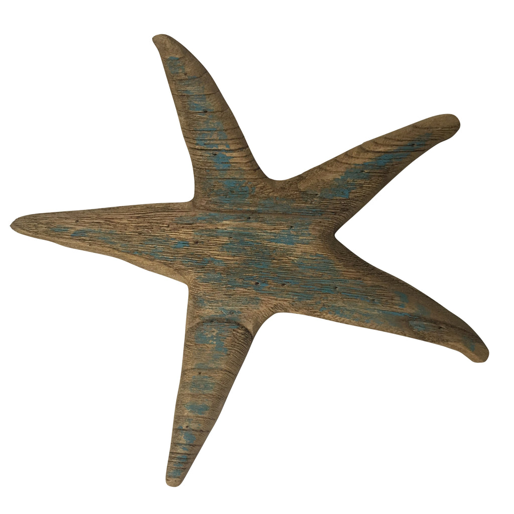 Kelso Wood Starfish, Distressed Blue - Light Blue - The Nifty Decor