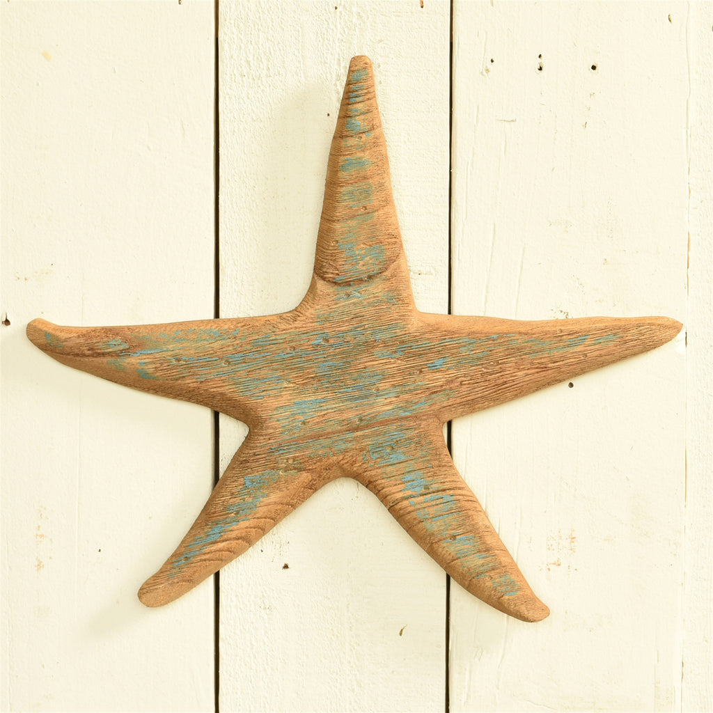 Kelso Wood Starfish, Distressed Blue - Light Blue - The Nifty Decor