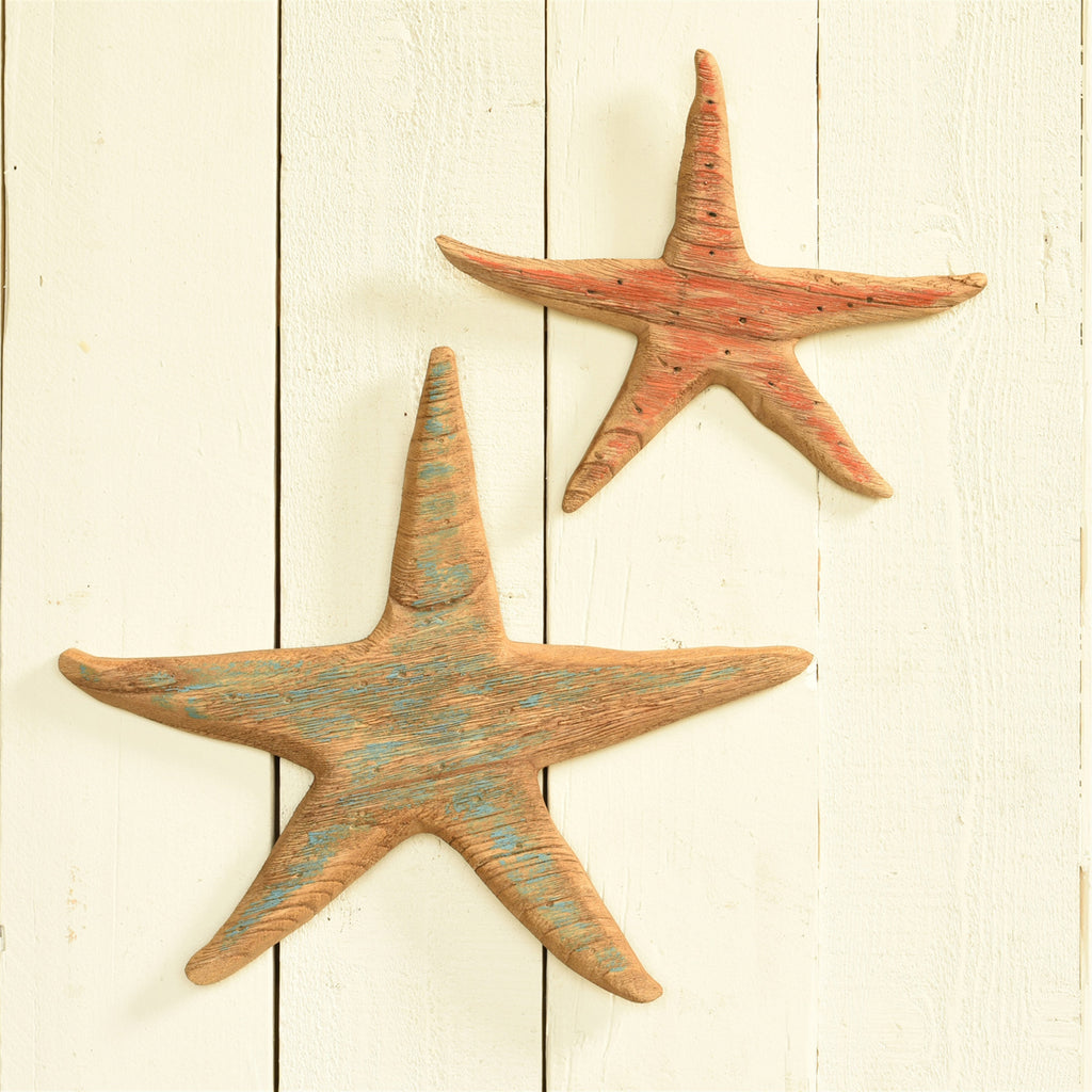 Kelso Wood Starfish, Distressed Blue - Light Blue - The Nifty Decor