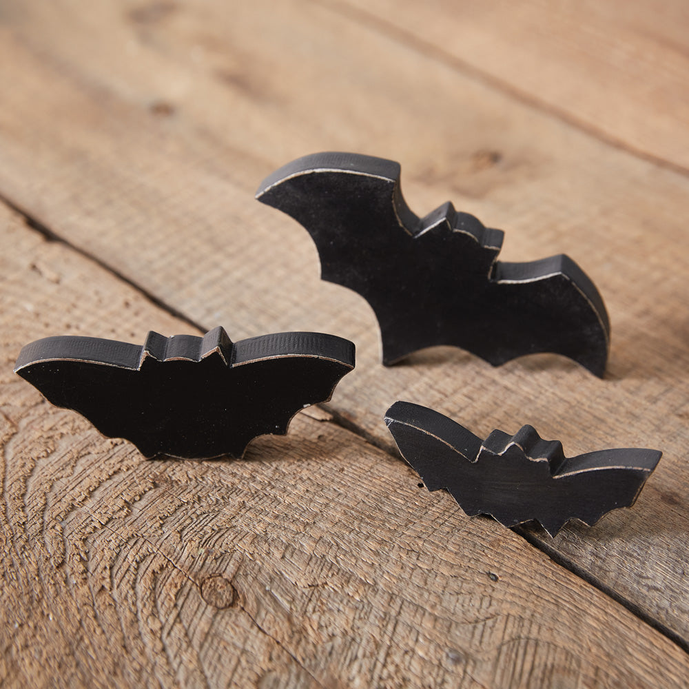 Set of Three Wood Tabletop Bats - Bombay Mercantile
