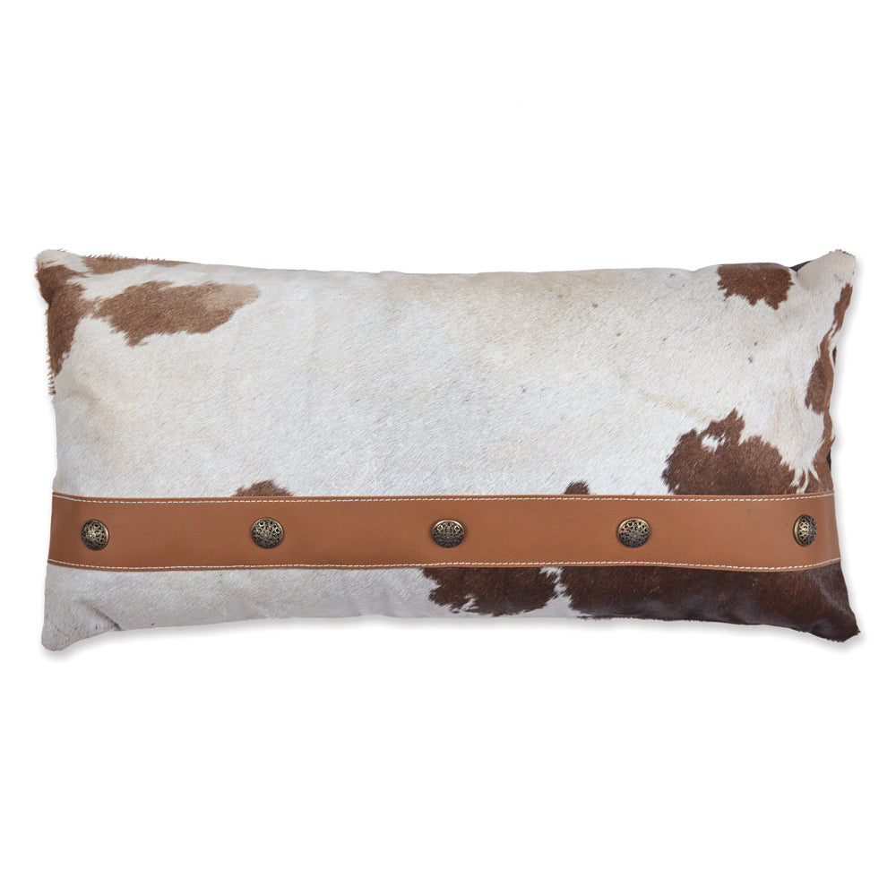 Cowhide and Leather Lumbar Pillow - Bombay Mercantile