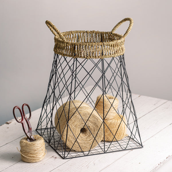 Wire Storage Basket with Jute Accents - The Nifty Decor