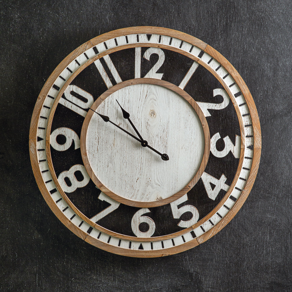 Wood Black and White Wall Clock - The Nifty Decor