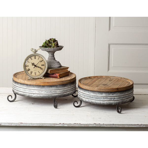Wood and Metal Risers, Set of 2 - The Nifty Decor
