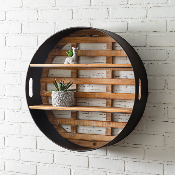 Round Wood and Metal Wall Display - The Nifty Decor