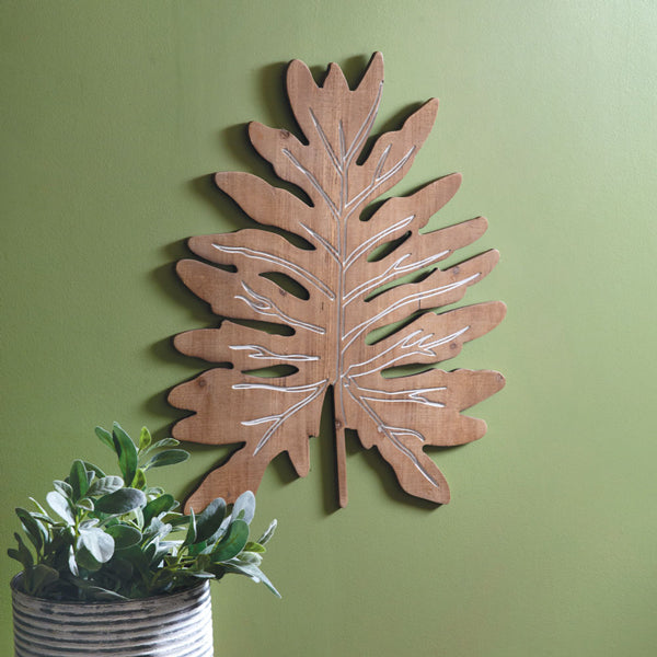 Split Leaf Philodendron Wood Wall Decor - Bombay Mercantile