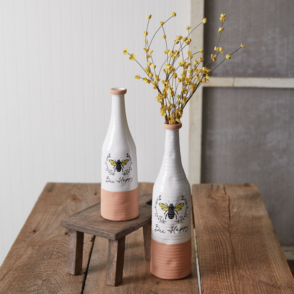 Large Bee Happy Vase - Bombay Mercantile