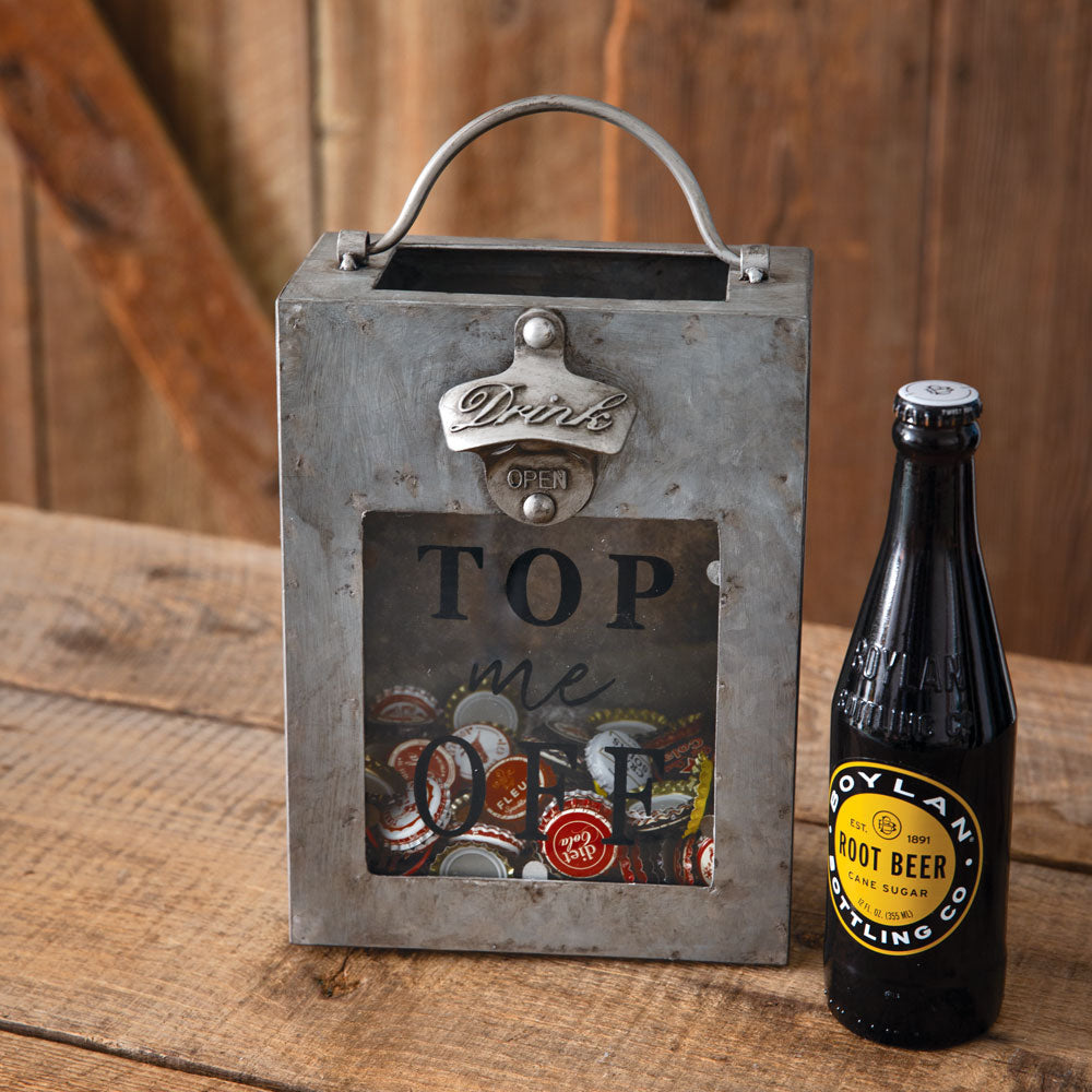 Top Me Off Galvanized Bottle Opener Bin - Bombay Mercantile