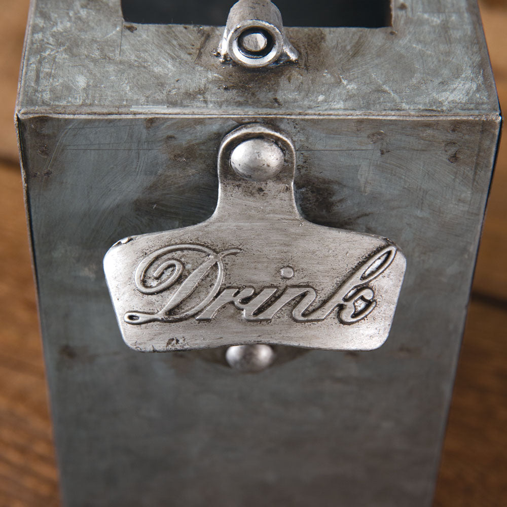 The Bar Is Always Open Galvanized Bottle Opener Bin - Bombay Mercantile