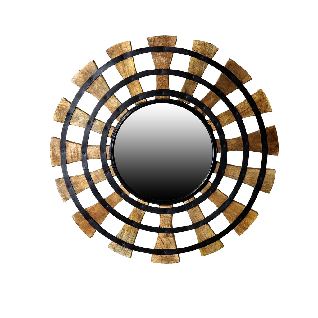 Cayden Round Wood Mirror - The Nifty Decor