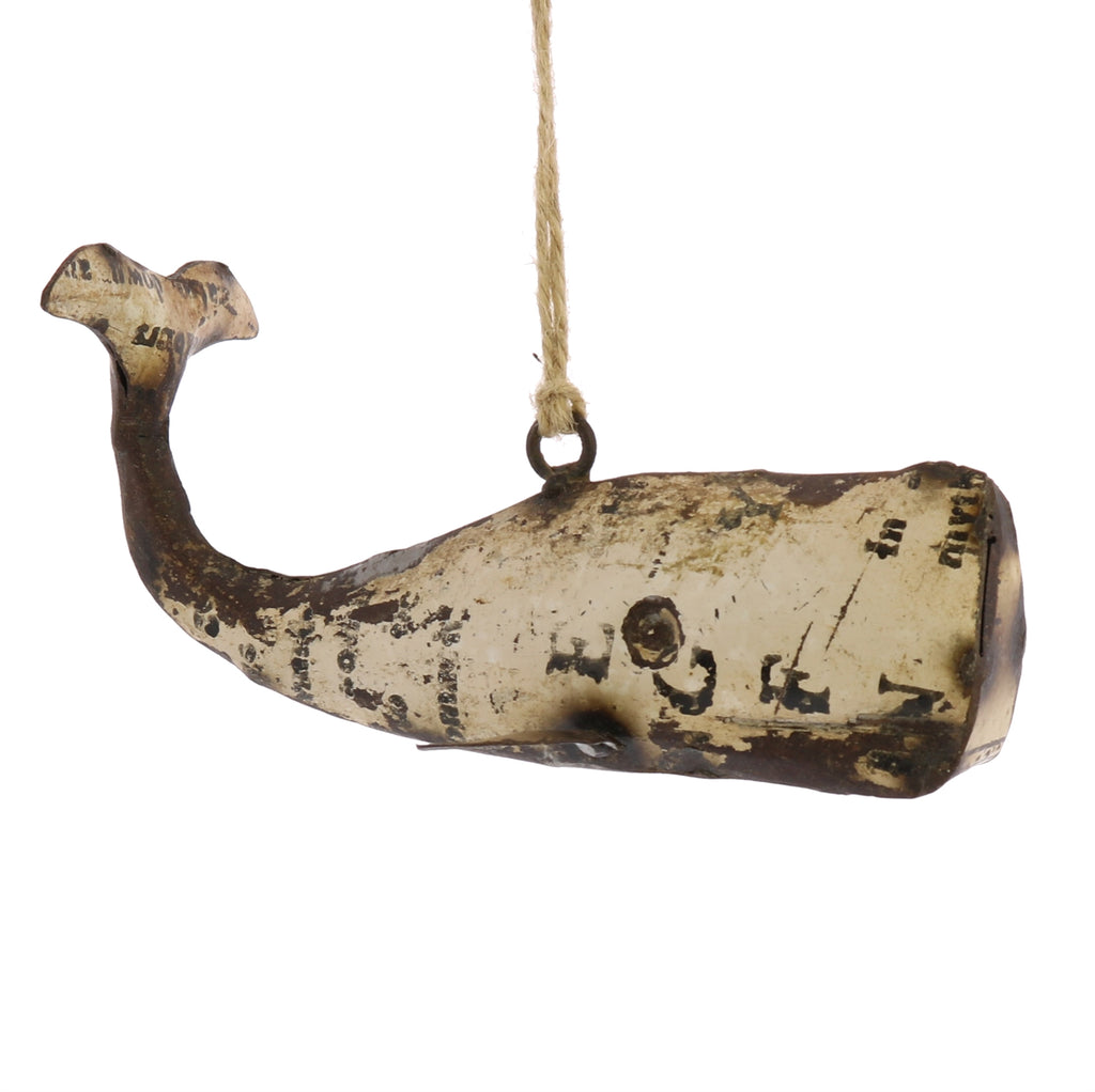 Reclaimed Whale Ornament - White - The Nifty Decor