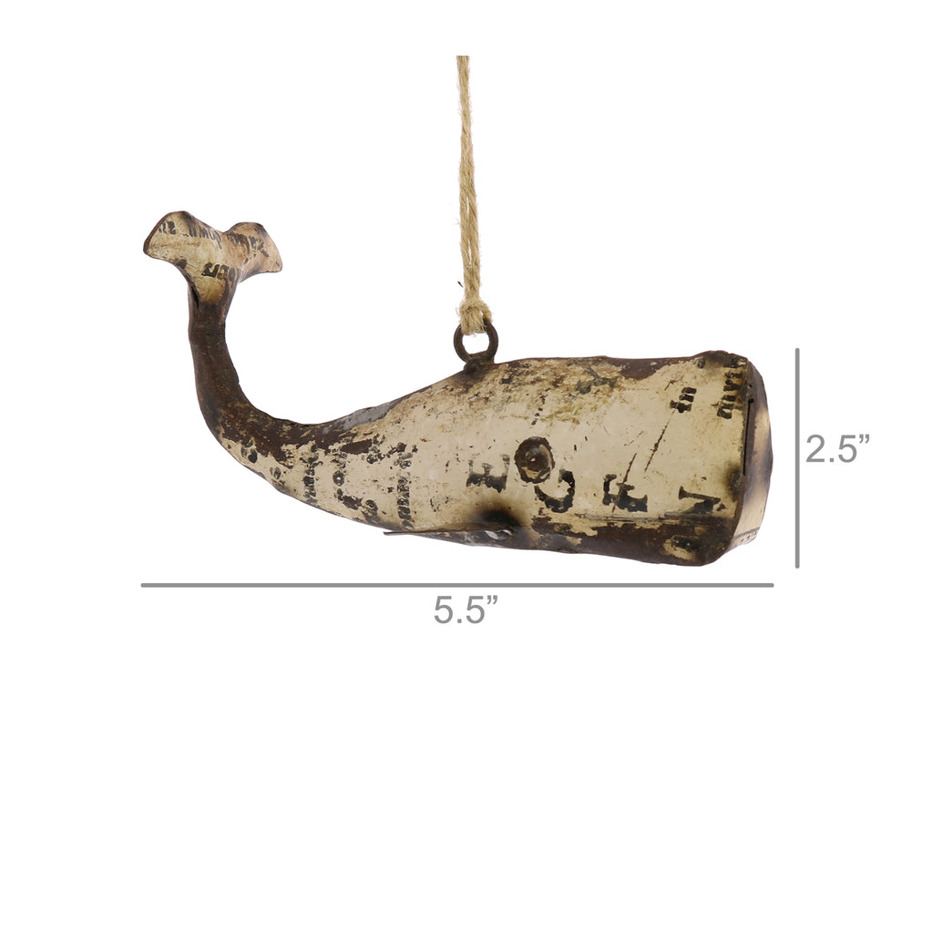 Reclaimed Whale Ornament - White - The Nifty Decor