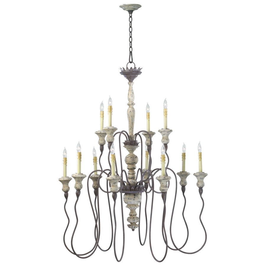 Elongated and curled wrought iron chandelier - The Nifty Decor