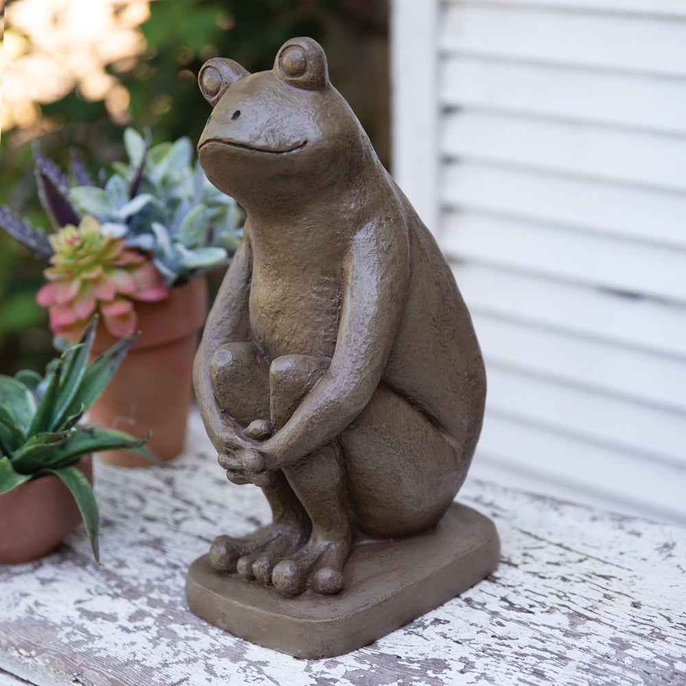 Cheerful Frog Garden Statue - Bombay Mercantile