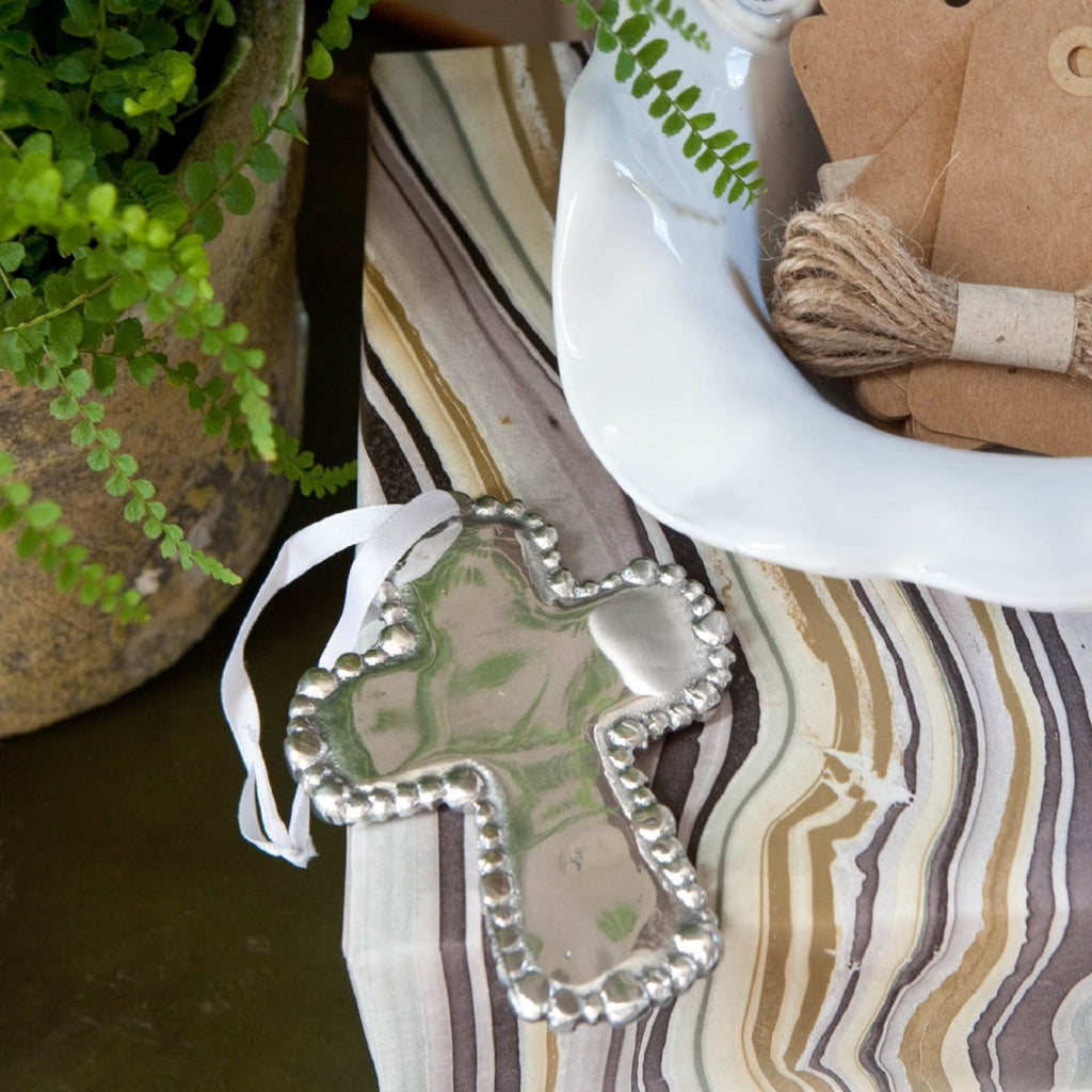 BABY Organic Pearl Cross Ornament - The Nifty Decor