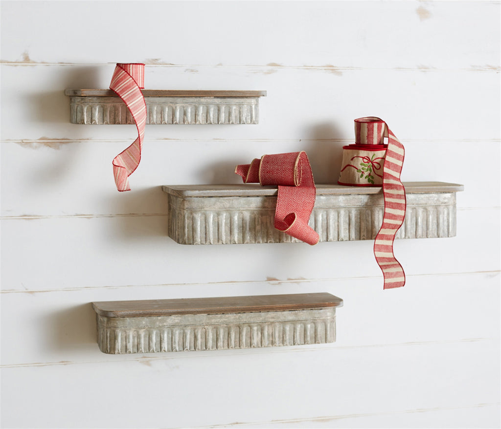 Pewter, Natural finish Wall Shelf (Set of 3) - Bombay Mercantile