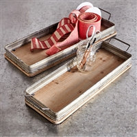 Brown, Pewter set of 2 Trays - Bombay Mercantile