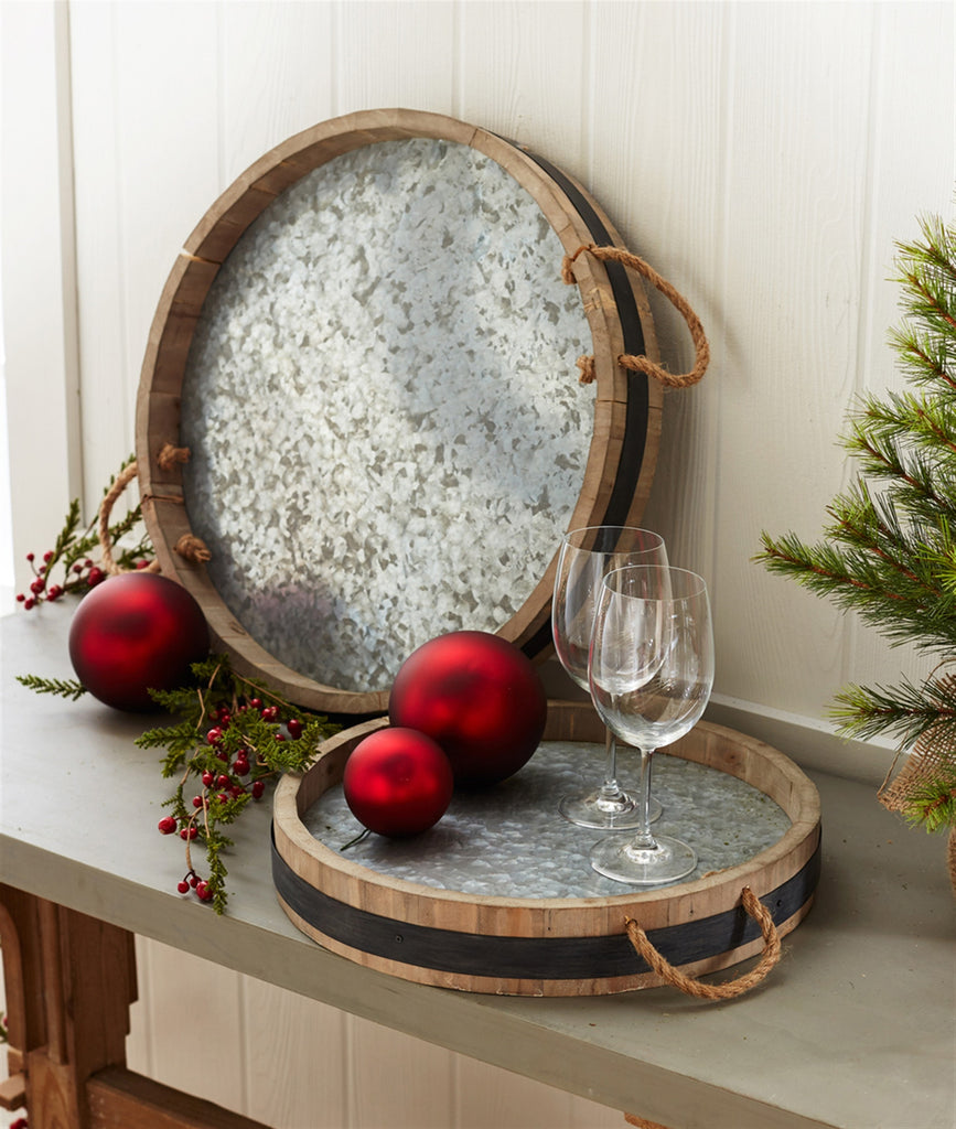 Wine Barrel Tray (Set of 2) - Bombay Mercantile