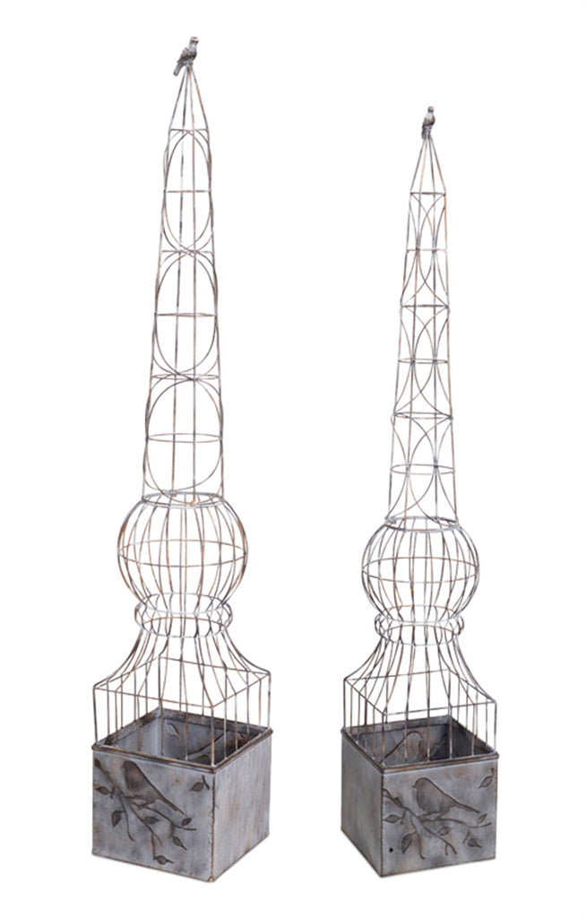 Obelisk w/Bird (Set of 2) - The Nifty Decor