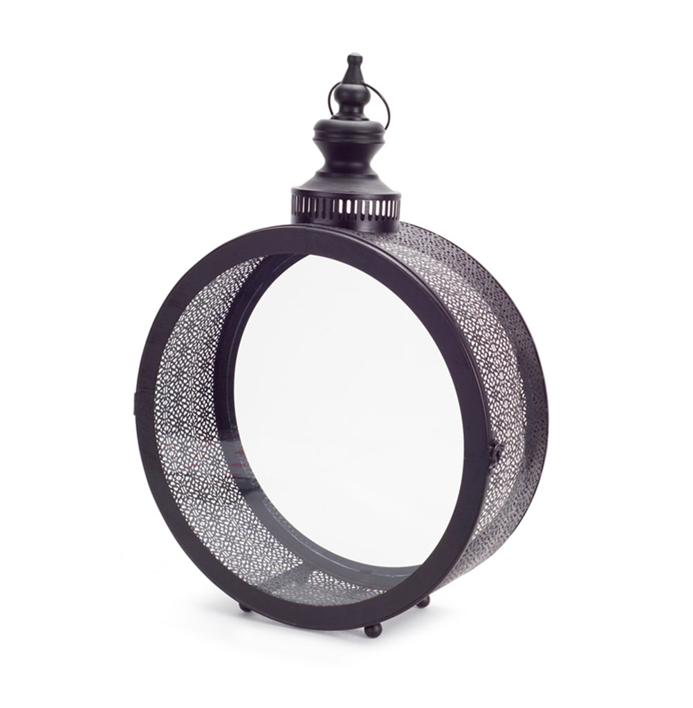Latticed Round Black Lantern - Bombay Mercantile