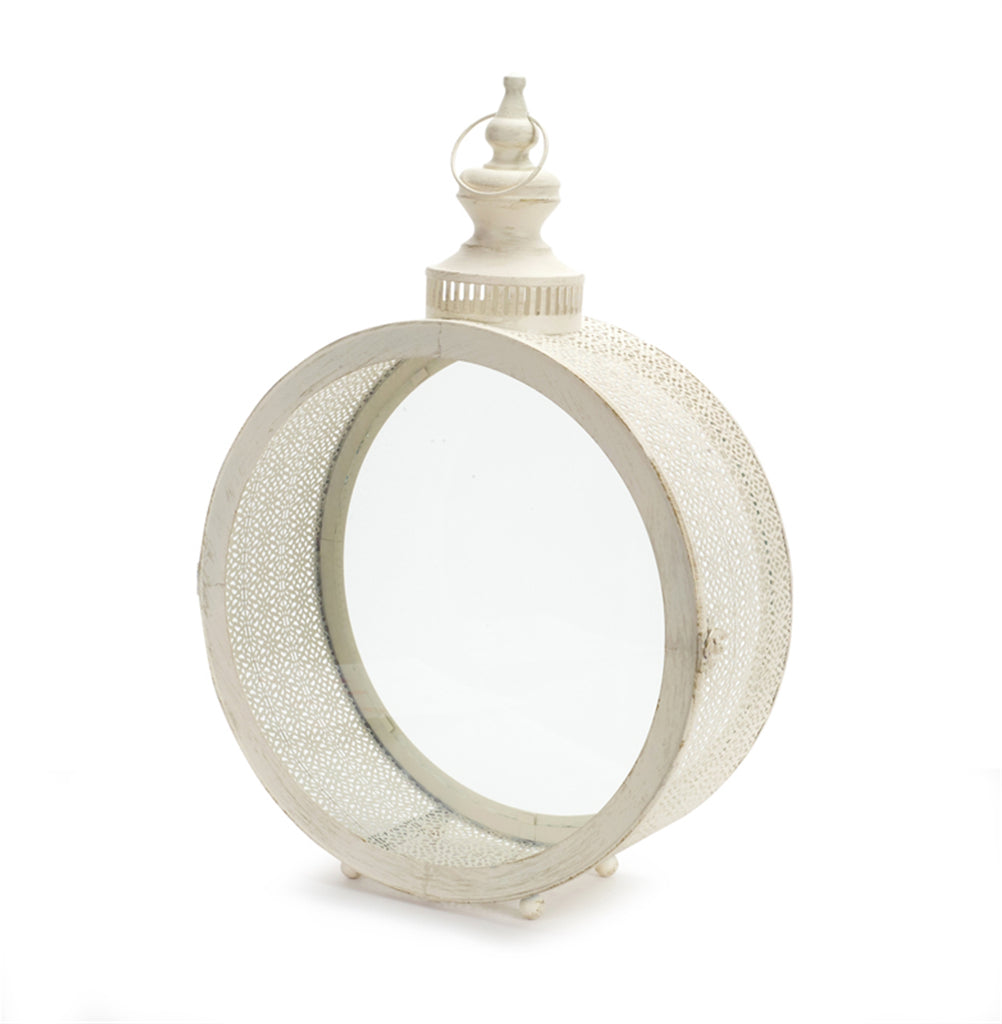 Latticed Round White Lantern - Bombay Mercantile