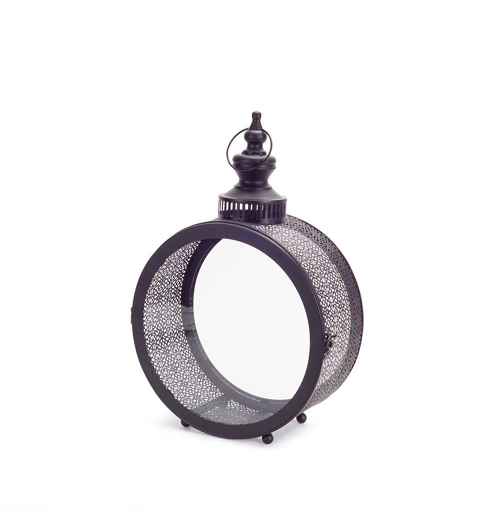Latticed Round Black Lantern - Bombay Mercantile