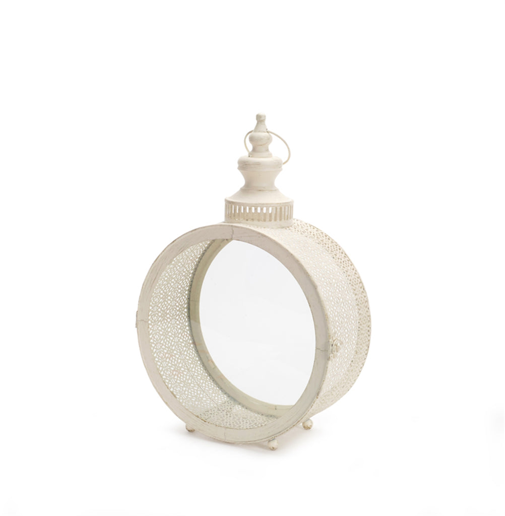 Latticed Round White Lantern - Bombay Mercantile