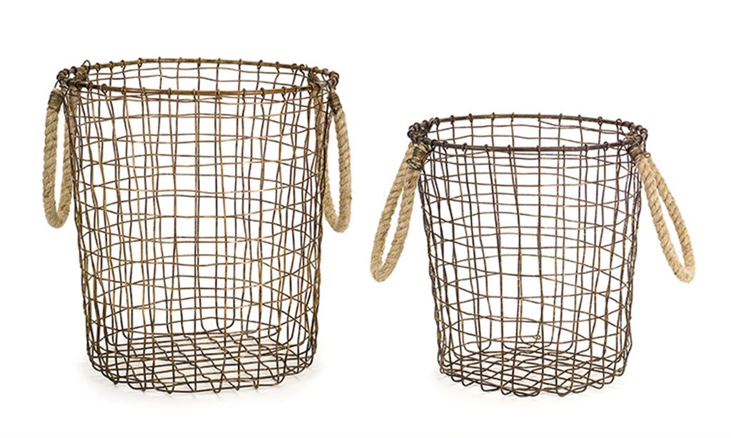 Brown vintage basket, Set of 2 - The Nifty Decor