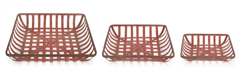 Set of 3 Red metal tray - The Nifty Decor